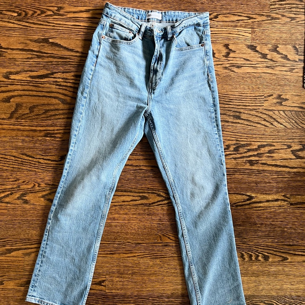 Zara high rise straight leg jeans - TRF Stovepipe Jean in blue size 8
